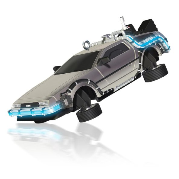 flying delorean ornament